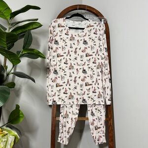 Sweet P Baby Co Women's MEDIUM Pink Christmas Elf Bamboo Blend Pajama Set